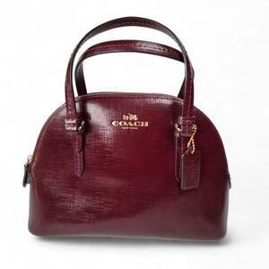 NWOT - COACH - Peyton Leather Mini Domed Satchel  Adjustable Strap Wine Color